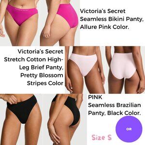 Lot of 3 Pink Victoria's Secret Panties, Size S, NEW WITH TAGS